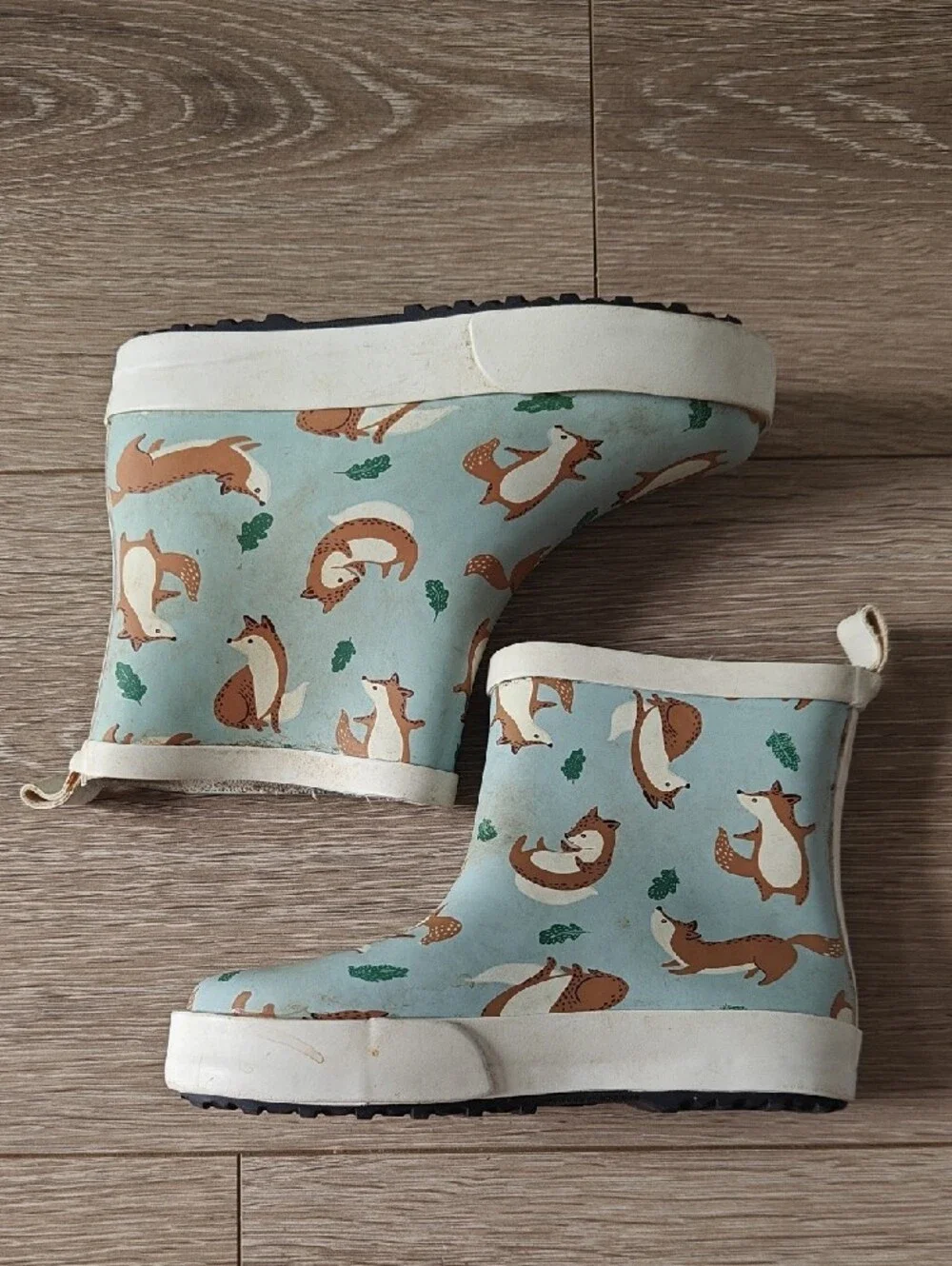 H&M Toddler 8.5 Kids Fox Print Rain Boots - Light Blue